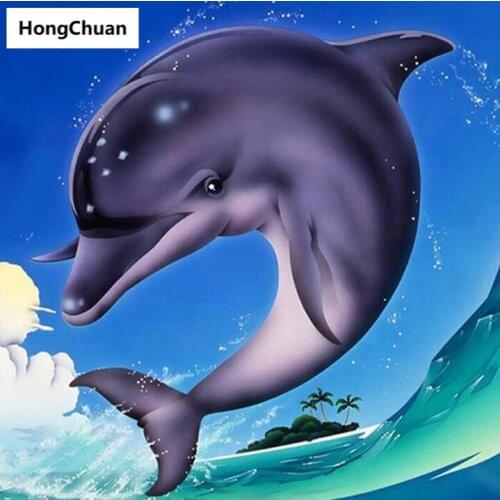 Dolphin Animal 5D DIY Square/Round Diamond Painting Mosaic Mural Cross Embroidery Handicraft Home Decoration Christmas Gift
