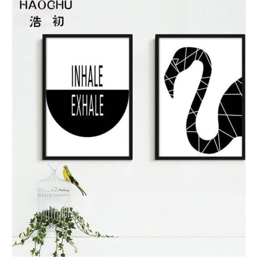 HAOCHU Abstract Black white Letter Butterfly Elephant Swan Math Graphic Cube Christmas New Year Gifts Wall paintings Canvas home