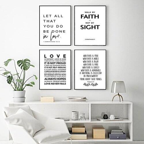 English Bible Christian Scripture Poster Modern Simple Letters Decorative Painting English Living Room Wall Art Canvas Pictures
