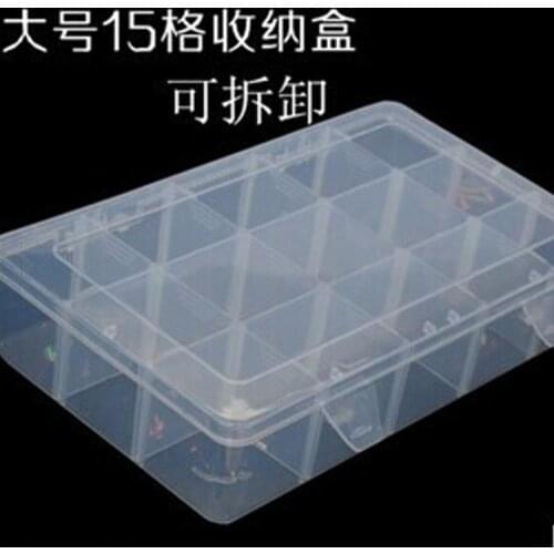 Large Size 15 Case Plastic Transparent Jewelry Box Cover Lattice Detachable Free Combination Plastic Storage Box Color Random