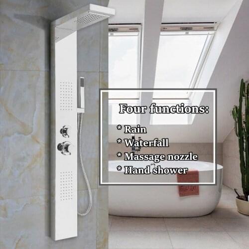 Black Shower Faucet Bathroom Thermostatic Mixer Stainless Steel Shower Panel Faucet Wall Mounted SPA Massage Shower Screen HWC