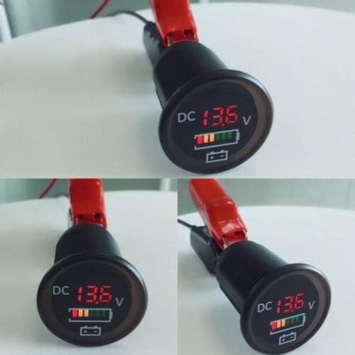 DC 12V/24V Car Boat Voltmeter Battery Monitor IP67 Waterproof LED Voltage Gauge