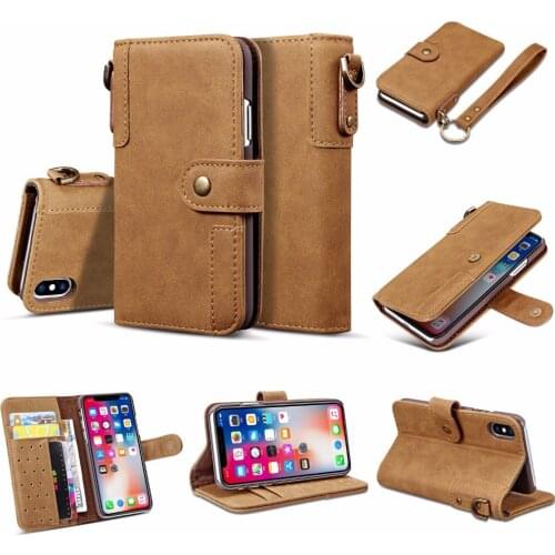 For iPhone X 6 6s 7 8 Plus 5S SE Case Cowhide Leather Flip Wallet Phone Bag Cover for iPhone XS Max XR Case iPhone Xs Back Cover