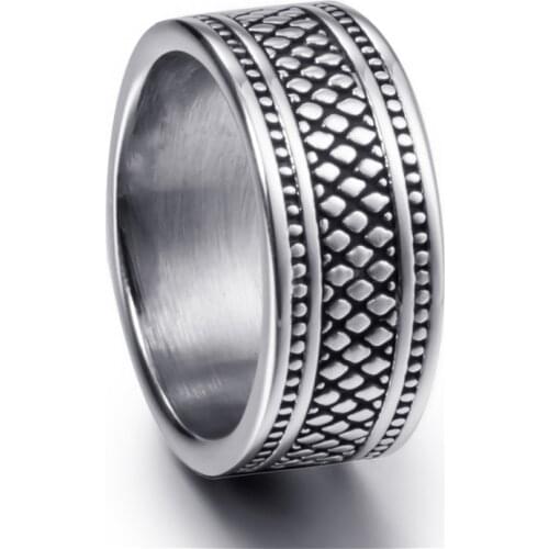 Elfasio 10mm Mens BoysCeltic Knot Rings Band Stainless Steel Vintage Ring Jewelry US Size 8-13