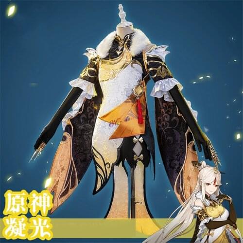 Genshin Impact Ningguang Cheongsam Game Suit Qipao Dress Uniform Cosplay Costume Anime Halloween Outfit For Women