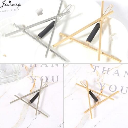 Jisensp Korea Style Chic Geometric Hair Clip Elegant Triangular Barrette Stick Hairpin Hollow Hair Pins Head Accessories