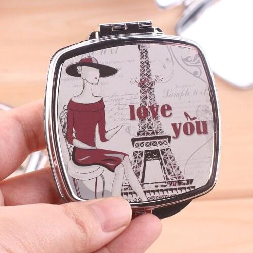 European style stainless steel pocket makeup mirror Two sided cosmetic Mirror flower beauty mirror Freeshipping