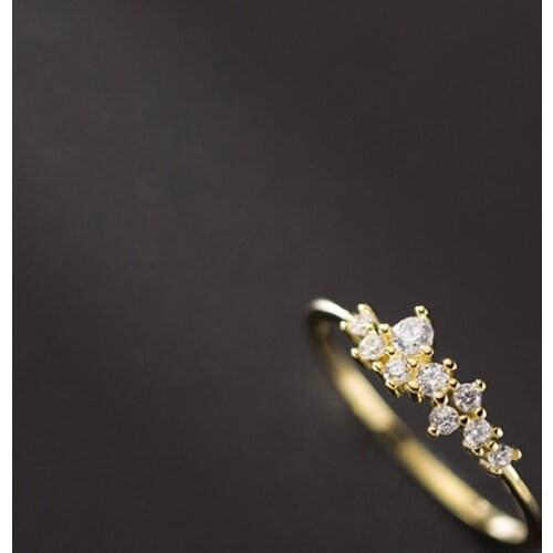 S925 Sterling SilverColor Jewelry Temperament Shiny Zirconia Crystal Ring Adjustable 6 7 8 Size For Women Lady Daughter Gift