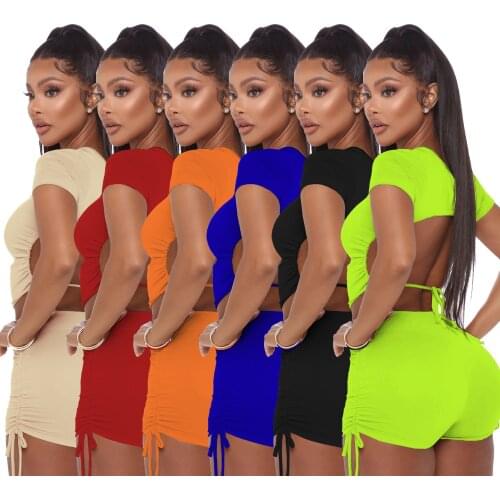 Sport Set Women Black Two 2 Piece Crop Top T Shirt Sport Shorts Yoga Sportsuit Workout Active Outfit Fitness Shorts Gym Sets