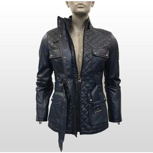 Women Famous Brand Genuine Real Leather Oil Jacket Sheepskin Coat Motorcycle Biker Plus Size Slim Cut Casual Coat Belstff