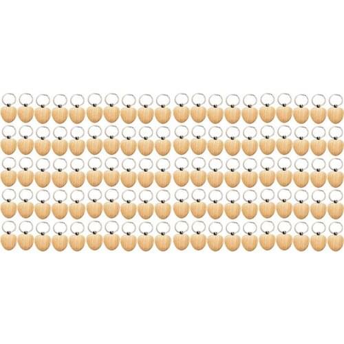 Hot YO-100Pcs Blank Heart Wooden Key Chain DIY Promotion Keychain Keyring Pendant Tags Promotional Gifts