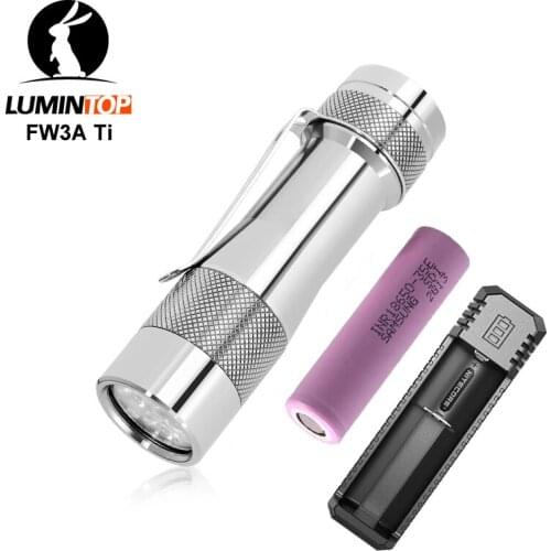LUMINTOP FW3A TI Small EDC Flashlight 3* XP-L Hi LED Max 2800LM beam distance 200M Titanium torch With 18650 battery UI1 charger