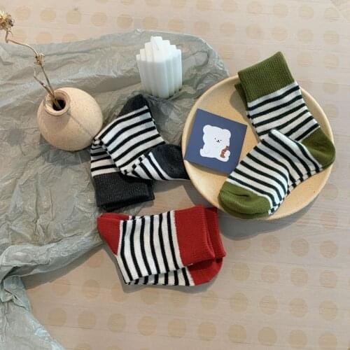 Striped Stitching Fashion Women Socks Cotton Breathable Cozy Autumn Winter Socks Japanese Korean Harajuku Girls Casual Socks