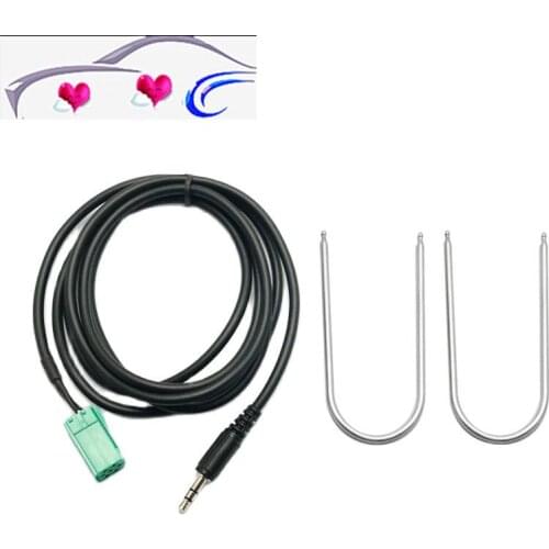 New Car Aux Stereo Audio Line Input Adapter Cable 3.5mm for iPhone iPod MP3 with Removal Tool for Renaut 2005-2011 Clio Megane