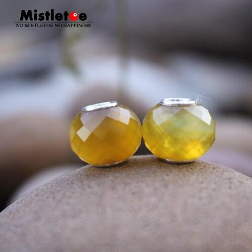 Mistletoe 925 Sterling Silver Faceted Fine Natural Milk Orange Agate Stone Bead Jewelry
