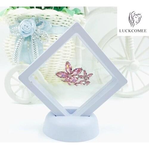 PET Plastic Floating Jewelry Display Frame Box Jewelry Storage Organizer For Ring Necklace Bracelet Earring Packaging Box