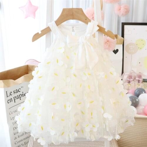 Baby Girl Dress Fashion Comfortable Children Clothes 2021 Summer New Butterfly White Dress Girls Sleeveless Party Dresses