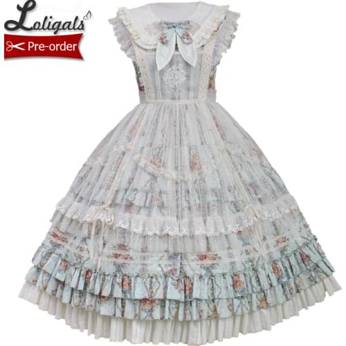Kitten & Flower ~ Classic Country Style Lolita JSK Dress Printed Midi Party Dress by Alice Girl ~ Pre-order
