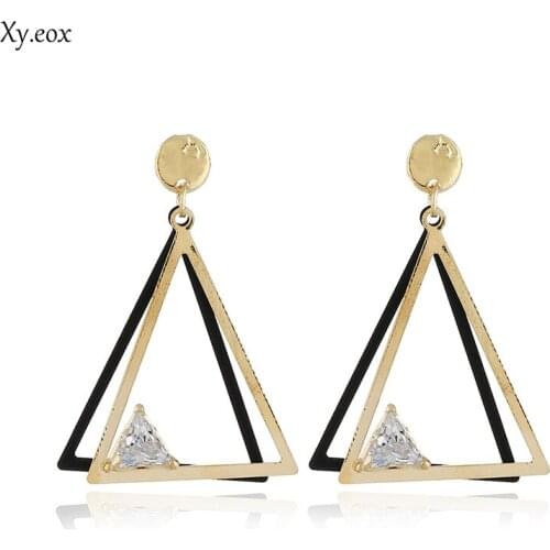 Triangle Shaped Statement Dangle Earrings Zircon Pendants Drop Earrings