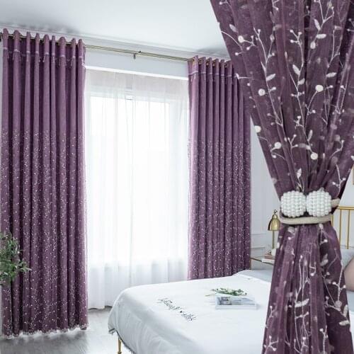 Nordic Style Curtains for Living Room Bedroom Solid Color Cloth Yarn Integrated Net Red Curtains Finished Product Customization