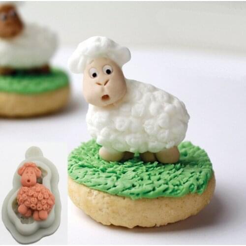 Cartoon Sheep Shape Silicone Mold Lamb Alpaca Birthday Cake Decorating Tool Mould Gumpaste Fondant Mold DIY Cake Baking Mould