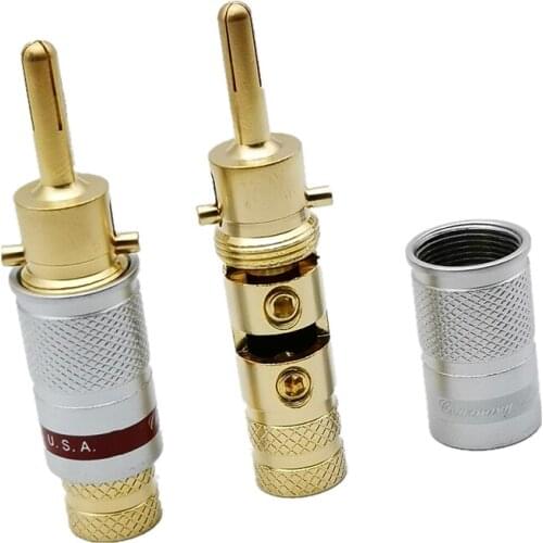 AHSY 8.5mm hole connector cable CMC 0600-WF Hi-Fi oxygen-free magnetic treatment copper gold-plated self-locking banana plug
