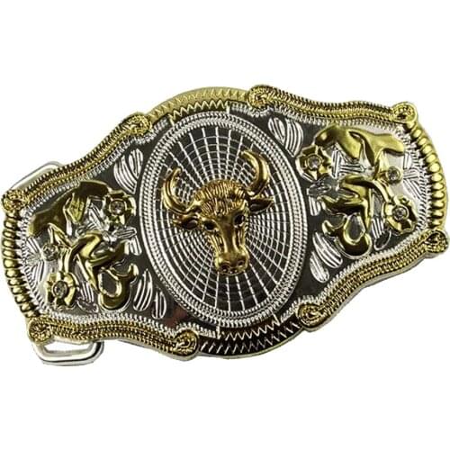 Vintage Western Style Cowboy Golden Long Horn Western Belt Buckle