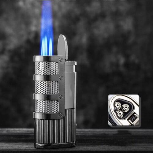 Gas Torch Lighter Windproof Triple Jet Refillable Butane Cigar Lighters Cool Gadgets Smoking Accessories Dropship Suppliers