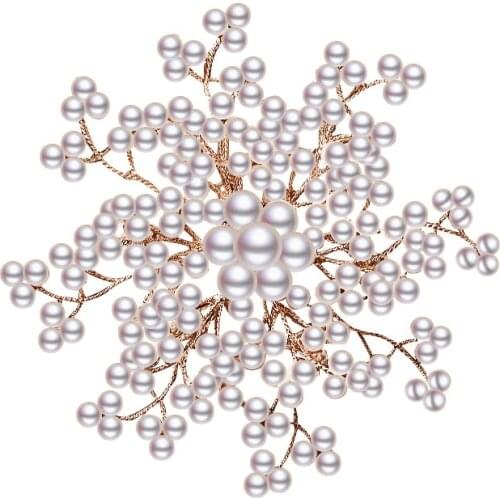 2021 New Big Flower Gypsophila Pearl Brooches for Women Elegant Vintage Lapel Pins Brooch Hat Suit Basge Jewelry Accessories