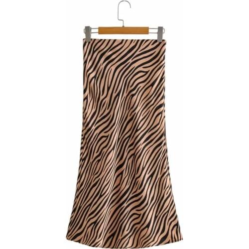 Vintage Chic Zebra Pattern Skirt 2021 Fashion Women Long Skirts Behind Zipper Casual Falda Mujer