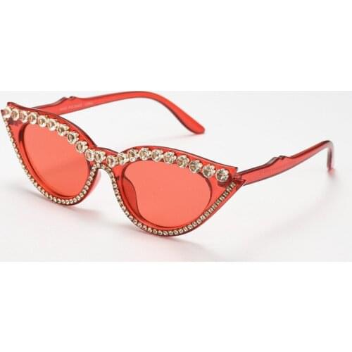 Sexy Candy Color Cat Eye Sunglasses Women Rimless Vintage Rhinestone Sun Glasses Female Lady Eyewear Triangle Shades UV400