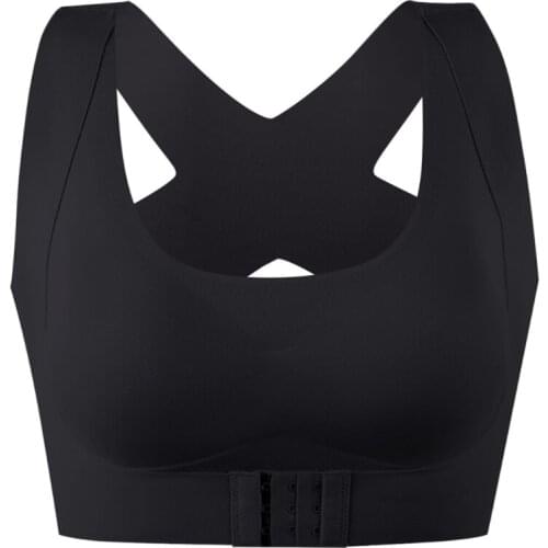 Women Seamless Bra Underwear Front Buckle Push Up Bralette Cross Back Tank Top