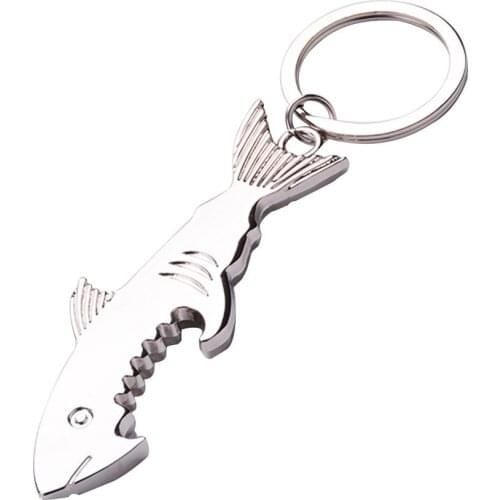 1PCS Unique Shark Bottle Opener Keychain shaped Zinc Alloy Beer Bottle Opener Women Men Key Ring Creative Gift