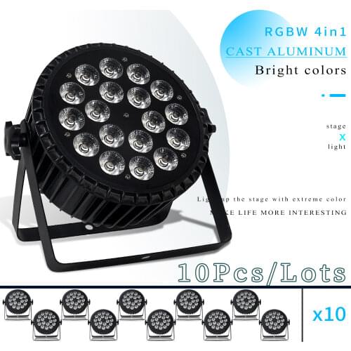 10Pcs/lots Aluminum Par Light 18x12W RGBW 4in1 LED Lighting DMX512 Disco Lights Professional Stage DJ Equipment