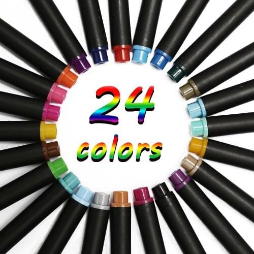 24 colores watercolor brush pen for school markers highlighters manga art set supplies marker drawing liner stationery store