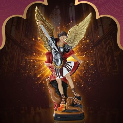 3D Saint Michael Angel and Demon Battle Statue Sculpture Resin Figurine Ornament Home Desk Bedroom Decoration Catholic Gifts