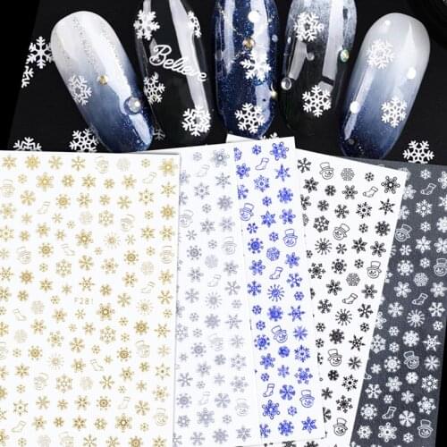 4 sheets Christmas snowflake thin ADhesive Nail Art decorations Stickers decals nail accessories manicure DIY tools F281-284