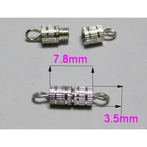 50 Sets Silver Plated Screw Clasps 3.5x8mm Jewelry Finding