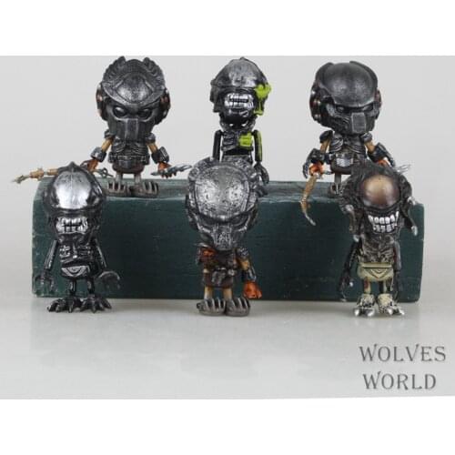 6pcs/lot Aliens VS Predaor Figures AVP Predator Aliens Queen Mini Cosbaby Model Toys for Children