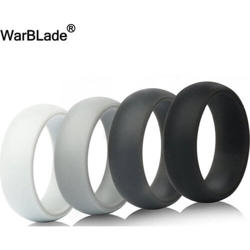 8mm 6-12 Size 100% Food Grade FDA Silicone Ring Hypoallergenic Crossfit Flexible Silicone Finger Rings For Men Women 4pcs/set