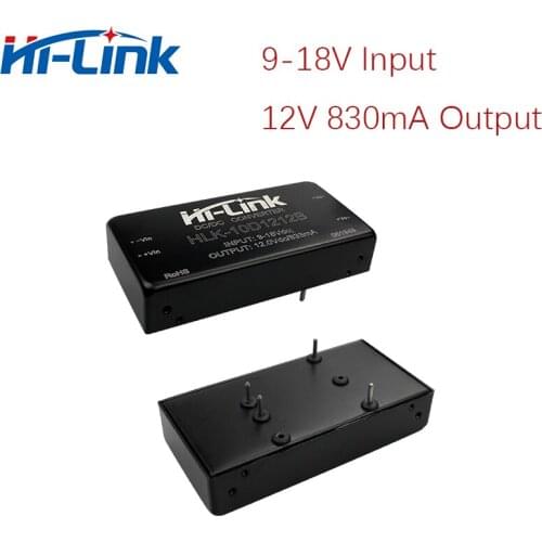 Free Ship 2pcs/lot 9-18V Input 12V 830mA output DC DC converter power supply isolated module HLK-10D1212B Hi-Link Manufacturer
