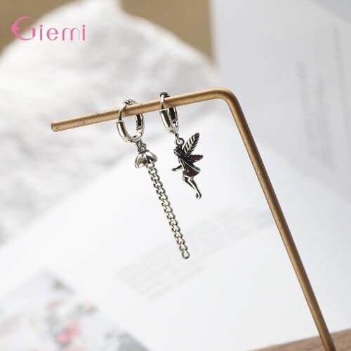High Quality Genuine 925 Sterling Silver Dangle Earrings For Women Any Party With Little Angel Shape Pendant