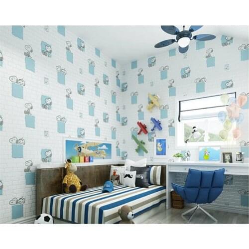 Beibehang papier peint mural 3d Childrens room wallpaper cartoon brick flocking wallpaper roll wallpapers for living room mural