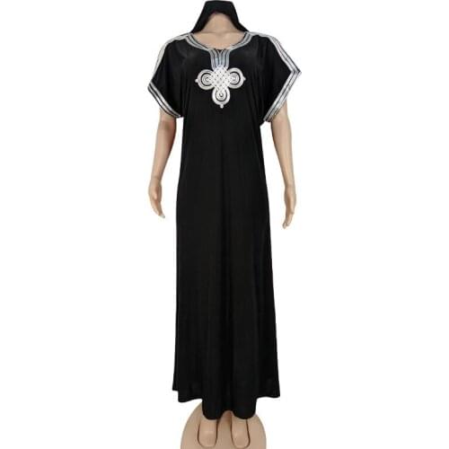 Black Embroidery African Dresses for Women Abaya Dubai Turkey Muslim Hijab Dress Islam Clothing Robe Longue Femme Musulmane xxl