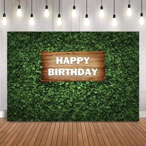 Photography backdrop green leaves happy birthday background for photo booth studio safari jungle csutomize birthday party decor