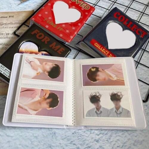 Kpop 3 Inch Photo Album Love Heart Hollow Photocard Holder 64 Card Slots Card Holder Picture Storage Collect Book Polaroid Film