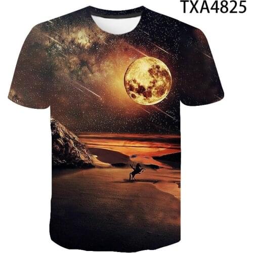 2020 New Summer Moon 3D Printed T Shirts Casual Men Women Children Short Sleeve Streetwear Boy Girl Kids Cool Tops Tee