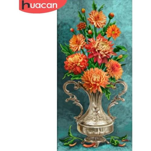 HUACAN 5D Diamond Painting Chrysanthemum Cross Stitch Diamond Embroidery Flower Mosaic Home Decor New Arrival