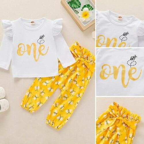 Newborn Baby Girls Long Sleeve Letter Tops Romper+Cute Pants Clothes Children Kids New Fashion Autumn Casual Clothing Set
