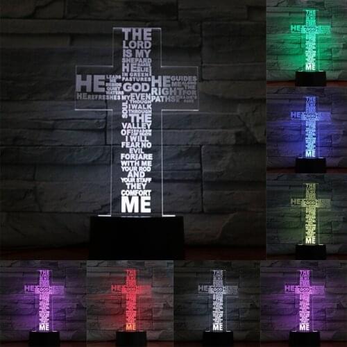 Creative Colorful Gradient Cross 3D Lamp LED Colorful Night Light Home Bar Club Decorative Desk Lamp for Bedroom Decor